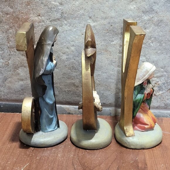 Vintage Three Piece Joy Christmas Nativity Set Repaired Chipped J - Picture 5 of 12